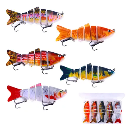 Kit 5 Iscas Artificiais Tucunaré Traíra Lambari + Estojo Cores Variadas