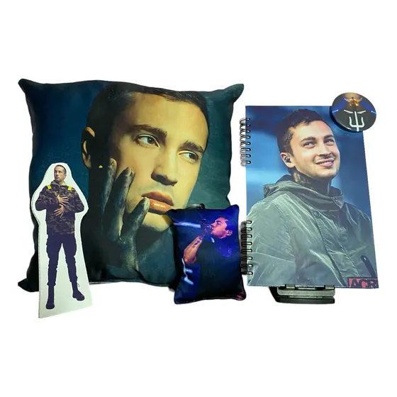 Paquete Cojin Tyler Joseph Llavero Y Libreta Decorada