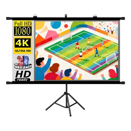 Tela para Projetor 84 Polegadas Portátil com Tripé Suporte para Projeção HD 4K Cinema em Casa Apresentações Viagens