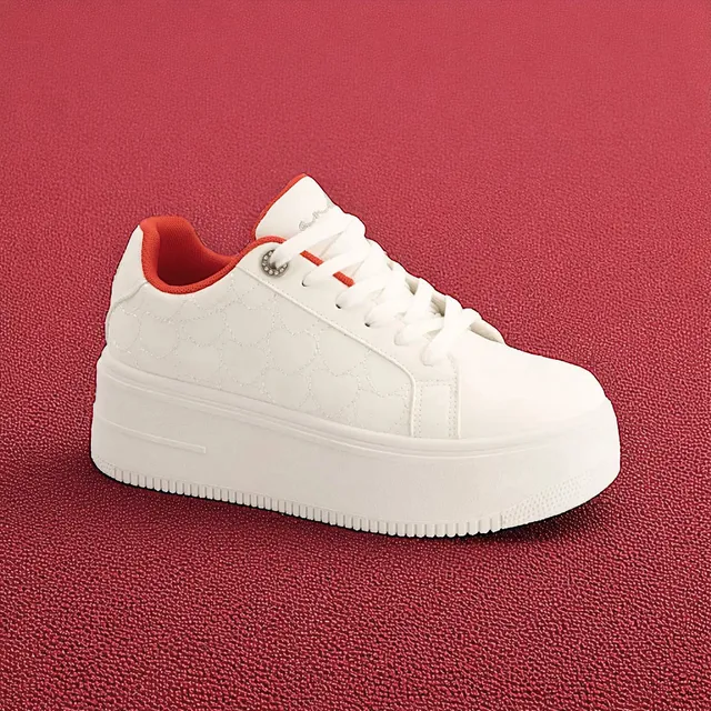 Tenis Mujer Andrea Plataforma Diseño Corazón Blanco 3640449
