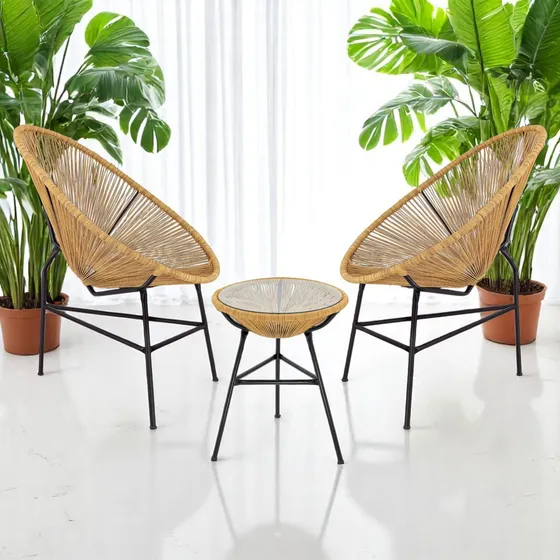 Conjunto Varanda 2 Cadeiras + 1 Mesinha Acapulco Fibra/aço