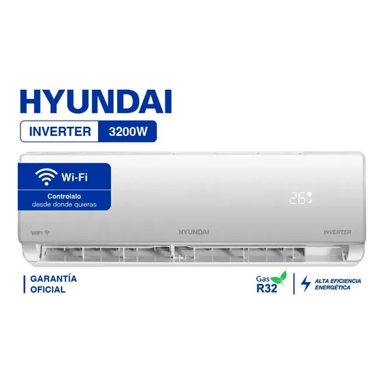 Aire Acondicionado Split Hyundai Inverter Wi-Fi Frío/Calor 2752 Frigorías / 3200W HY11INV-3200FCW (Control por App)