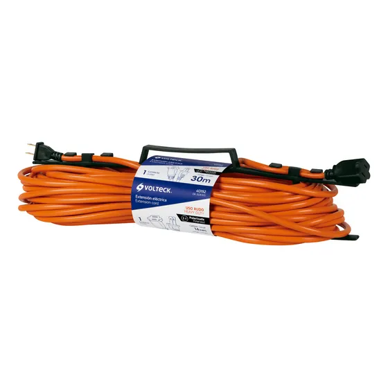 Extensión Eléctrica Uso Rudo 30 M 2x16 Awg Para 1 Clavija