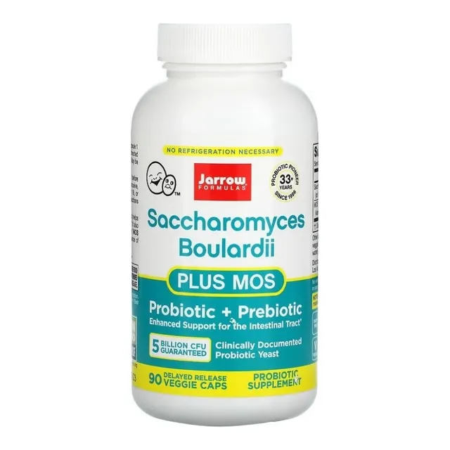 Jarrow Formulas, Saccharomyces Boulardii Plus Mos Probiótico + Prebiótico, Soporte Mejorado Para El Tracto Intestinal,5 Billones De Cfu, Contiene 90 Cápsulas Vegetales De Liberación Retardada.