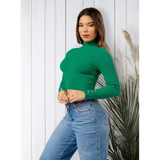 Chompa Crop Cuello Alto