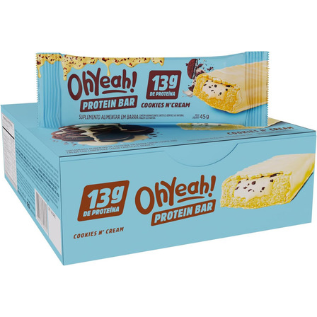 12 Barras Do Oh Yeah! Protein Bar 45g - Sabor Cookies And Cream Com 13g De Proteína Por Barra 12 Barras Do Oh Yeah! Protein Bar 45g - Sabor Cookies And Cream Com 13g De Proteína Por Barra