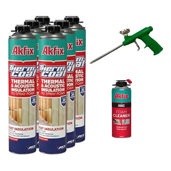 Kit 6 Espumas Poliuretano Proyectable C/pistola Y Limpiador