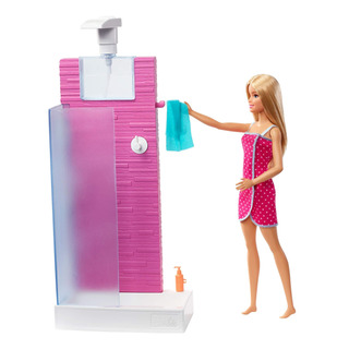 Set De Muñecas Y Muebles Barbie Para Baño Con Ducha Funciona Set De Muñecas Y Muebles Barbie Para Baño Con Ducha Funciona