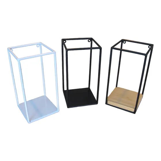 Porta Maceta Estante Colgante De Pared Hierro O Madera Deco Negro Macetero