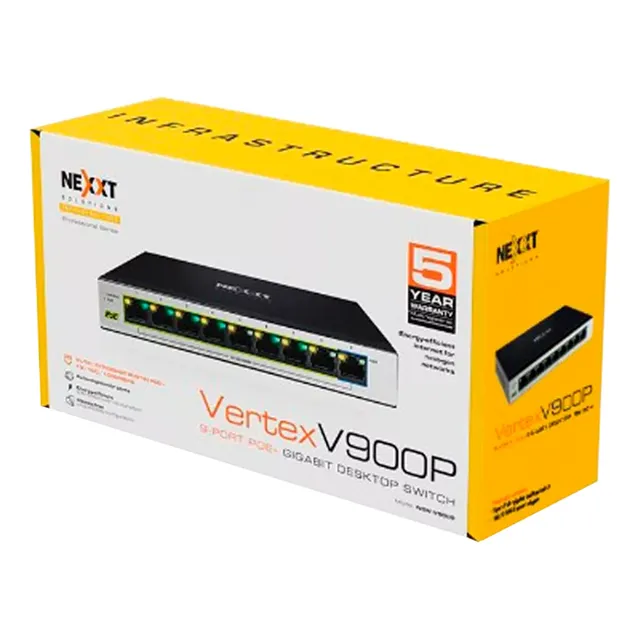 Switch Nexxt Vertex Nsw-v900p 9 Puertos Giga 8 Puertos Poe+