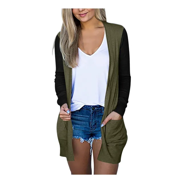 Cardigan Ligero Para Mujer Manga Larga Parte Delantera Suave