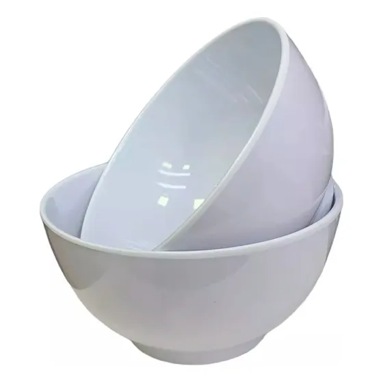 Kit 12 Cumbuca Melamina Plastico 400 Ml Tigela Caldo Salada Cor Branco