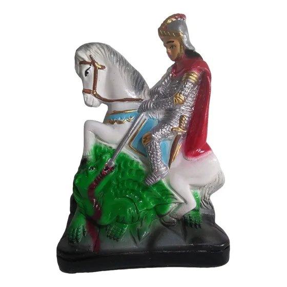 Escultura São Jorge Imagem Santo Estatua 100% Gesso 22cm