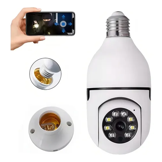 Cámara De Seguridad Ourlife AR-R2 Foco Cámara WiFi Hd 1080p Cámara IP 360° Visión Nocturna Alarma