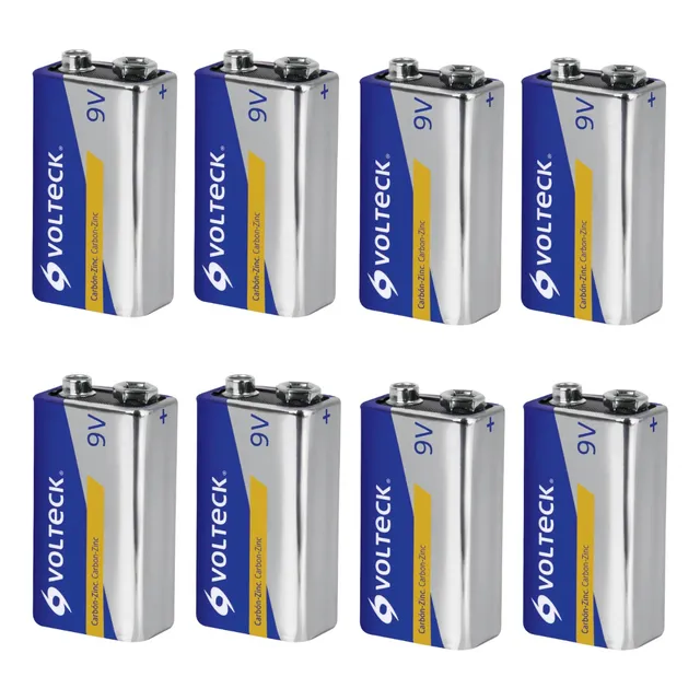 8 Pilas Baterias Zinc-carbón 9 V En Blíster, Volteck