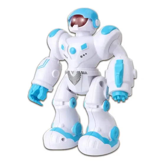 Súper Robot Eléctrico De Juguete Camina Luces Sonido 20cm Color Blanco