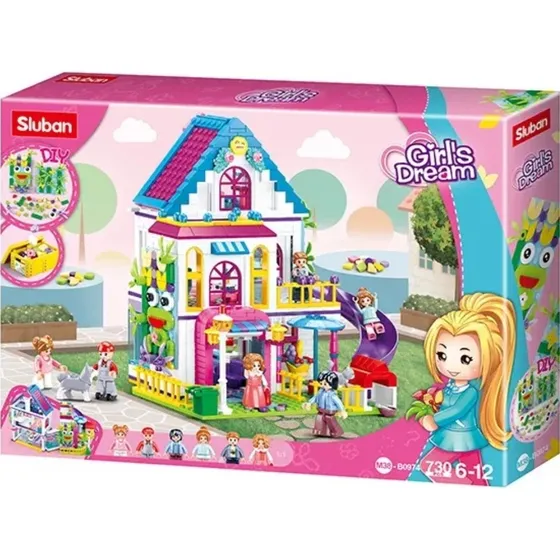 Sluban Bloques Construccion M38-b0974 Casa Girls Dream 730pz Cantidad De Piezas 730 Versión Del Personaje Girls Dream Casa De Muñecas