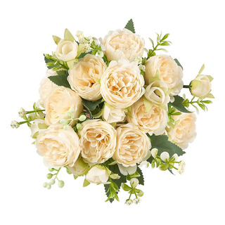 Peônias Brancas De Seda - Flores Falsas Para Decoração De Va Peônias Brancas De Seda - Flores Falsas Para Decoração De Va