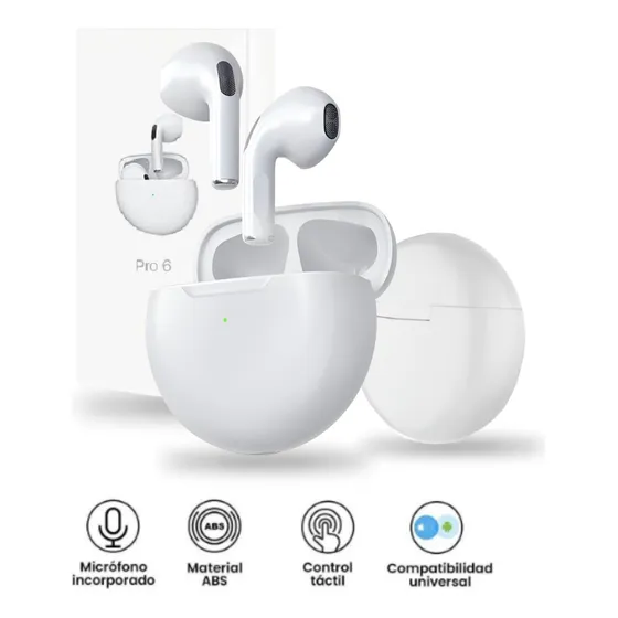 Audífono Bluetooth Pro 6 Manos Libres AirPods - Bluetooth 5