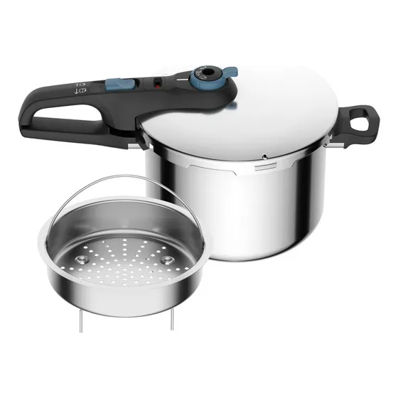 Panela De Pressão Rochedo Inox Trendy 6 litros Fechamento Externo Com Cesta De Vapor
