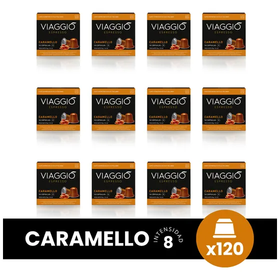 Cápsulas Café Viaggio Caramello X120 12 Cajas Comp Nespresso