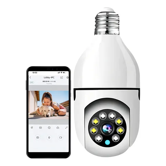 Câmera Lâmpada De Segurança Cor Branca Wi-fi Full Hd Cor Camera Seguranca Wifi
