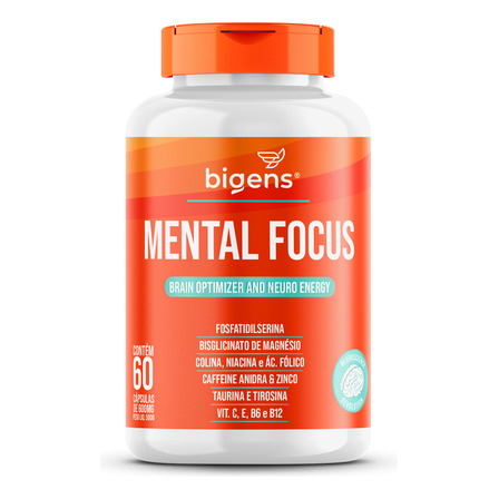 Mental Focus, Fosfatidilserina + Compostos, 60cps, Bigens Mental Focus, Fosfatidilserina + Compostos, 60cps, Bigens