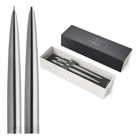Set Parker Pack Boligrafo Y Portaminas Jotter Acero Plateado Azul