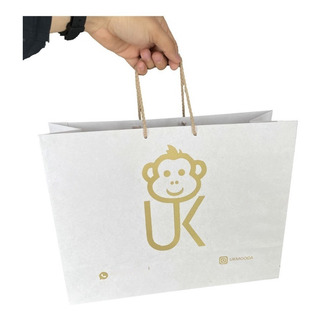 Bolsa Papel Kraft Blanca 40x15+30 Personalizada 100 Pz Bolsa Papel Kraft Blanca 40x15+30 Personalizada 100 Pz