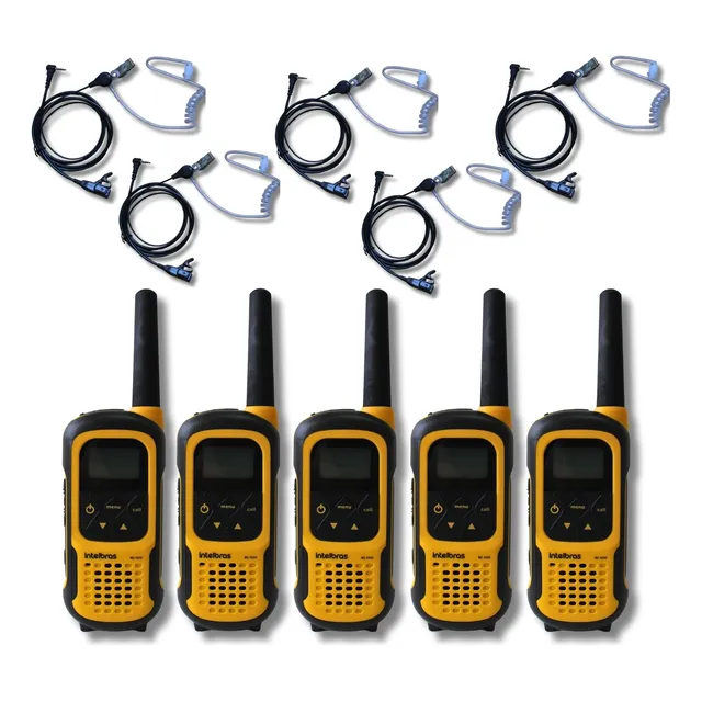 5 Rádios Comunicadores Intelbras Rc 4102 + Fone Tubo Acústic