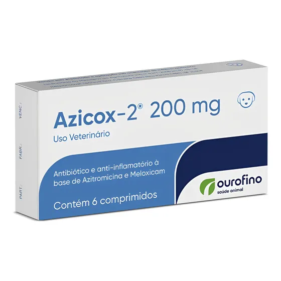 Azicox-2 200mg Com 6 Comprimidos Ouro Fino Cães E Gatos