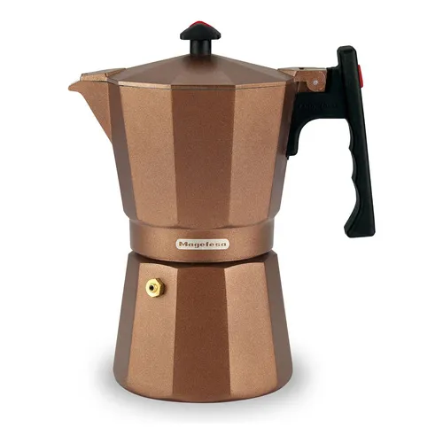 Cafetera Italiana 6 Tazas Cocina Aluminio Café Magefesa Color Marrón