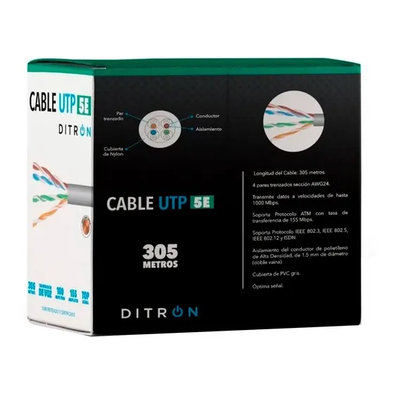 Cable Utp Cat 5e Exterior Rollo Bobina 305 Mts Cctv Internet