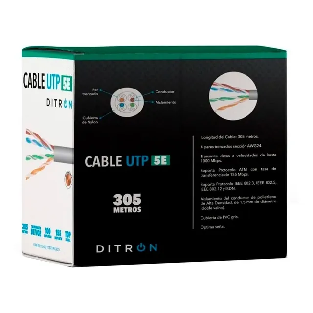 Cable Utp Cat 5e Exterior Rollo Bobina 305 Mts Cctv Internet