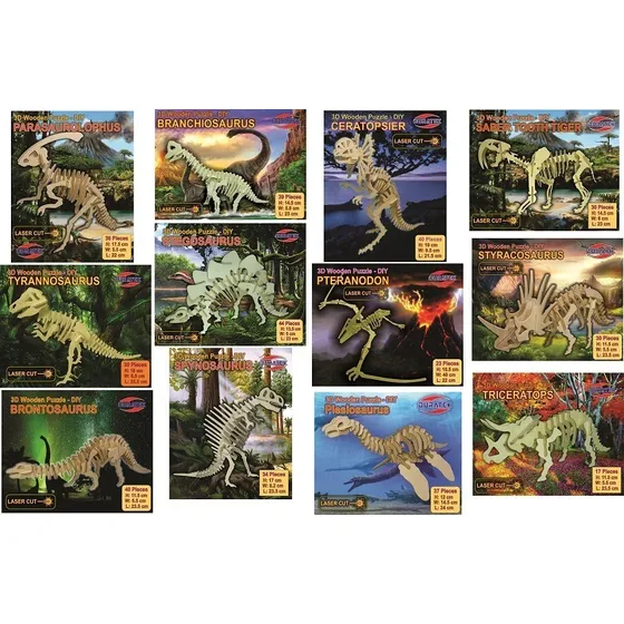 Juguete Dinosaurios Coleccion De Armar 3d  Pack 12 Unidades