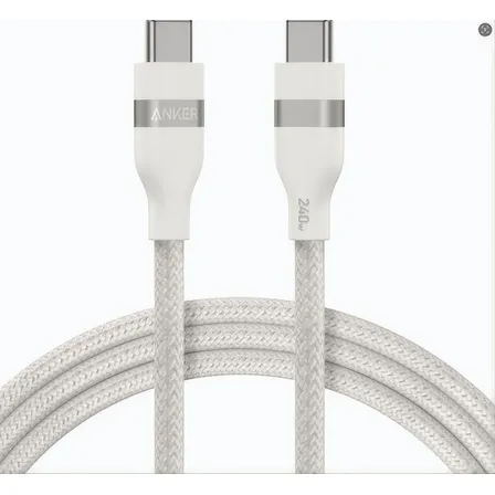Cabo Usb-c Anker Nano 240w (tipo C) Pd 3.2/3.1 Carga Super Rápida Trançado Reciclado 0,9m Cor Branco Para iPhone Série 15/16/17, Macbook Pro, iPad Pro, Samsung Galaxy, Xiaomi, Fones, Carplay E Mais