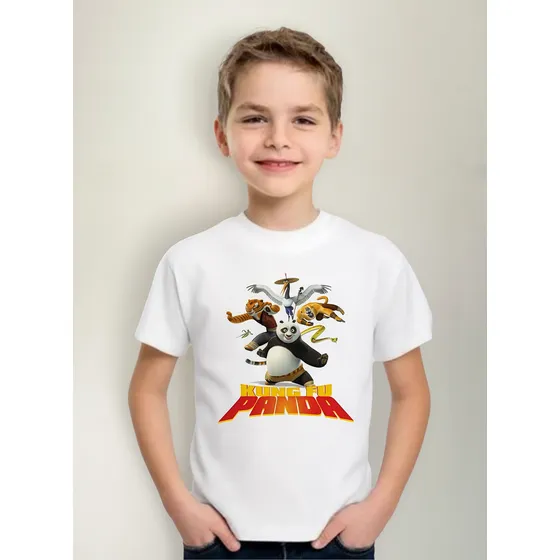 Remera Blanca Para Niños De Kung Fu Panda