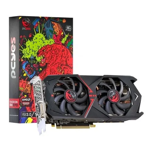 Placa De Vídeo Pcyes Rx 570 4gb Gddr5 256 Bits Dual Fan