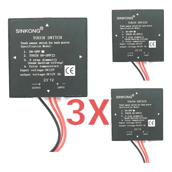 3x - Sensor De Toque -espelho -estilo 01 Liga /desliga