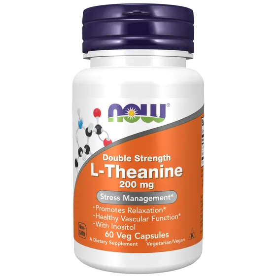 Suplemento en cápsula NOW Suplementos L-Teanina x 200mL de 60 un