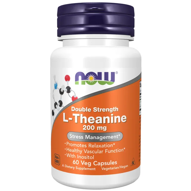 Suplemento en cápsula NOW Suplementos L-Teanina x 200mL de 60 un