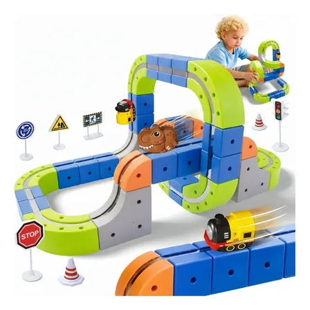 Trem Elétrico Magnético Infantil Com Trilhos Diy 3d, 36 Pcs Trilhos De Blocos 3d Corre Em Qualquer Direção, Sobe, Desce E Antigravidade, Montagem Criativa Com Carregamento Usb Magnético Trem Amarelo