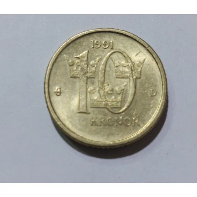 Moneda Sueca 10 Kronor 1991 