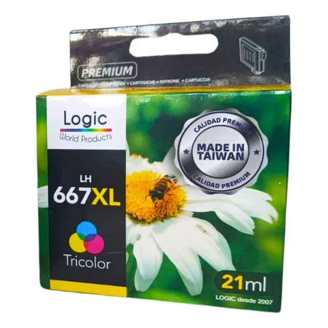 Cartucho 667 Alternativo Xl Para Hp 3 Colores Logic 21 Ml