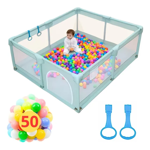 Corral De Juego Para Bebes 180x200 +50 Pelotas+2 Agarradera