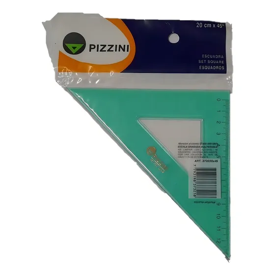 Escuadra 45º X 20 Cm Pizzini Verde Art.3732 Dibujo Tecnico