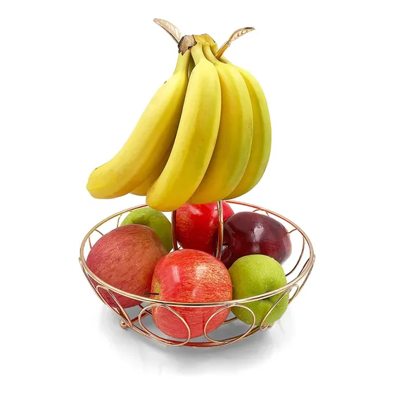 Allcener Frutero Dorado Colgador Platano Cesta Alambre Para