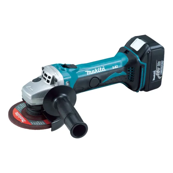 Amoladora angular inalámbrica Makita DGA452RFE turquesa con accesorio