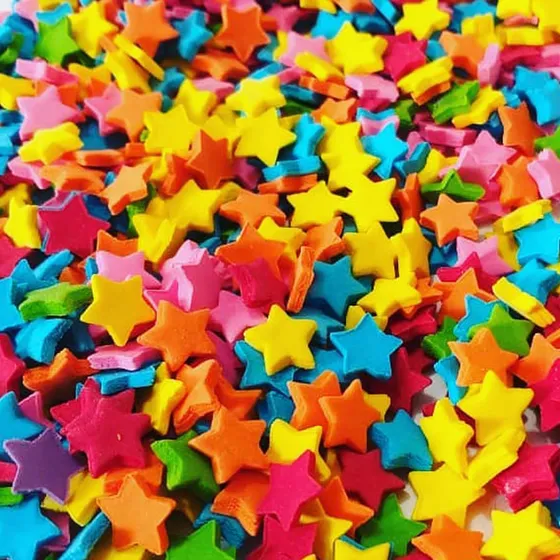 Confeitos De Açúcar Estrelas Coloridas 15g Abelha Confeiteir