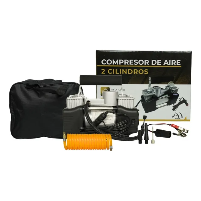 Compresor Inflador Doble Piston 12v Auto Bici Moto Alpina
